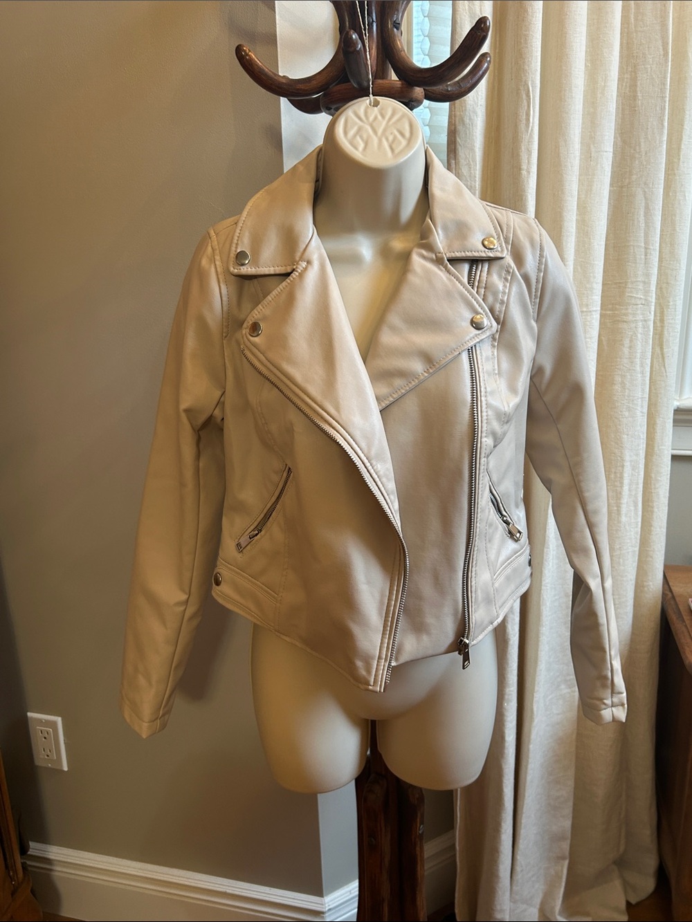 Primark Cream Faux Leather Moto Jacket